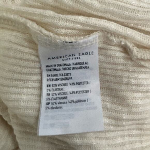 AE American Eagle Cream Waffle Long Sleeve Henley Tee Size XS - Picture 10 of 12